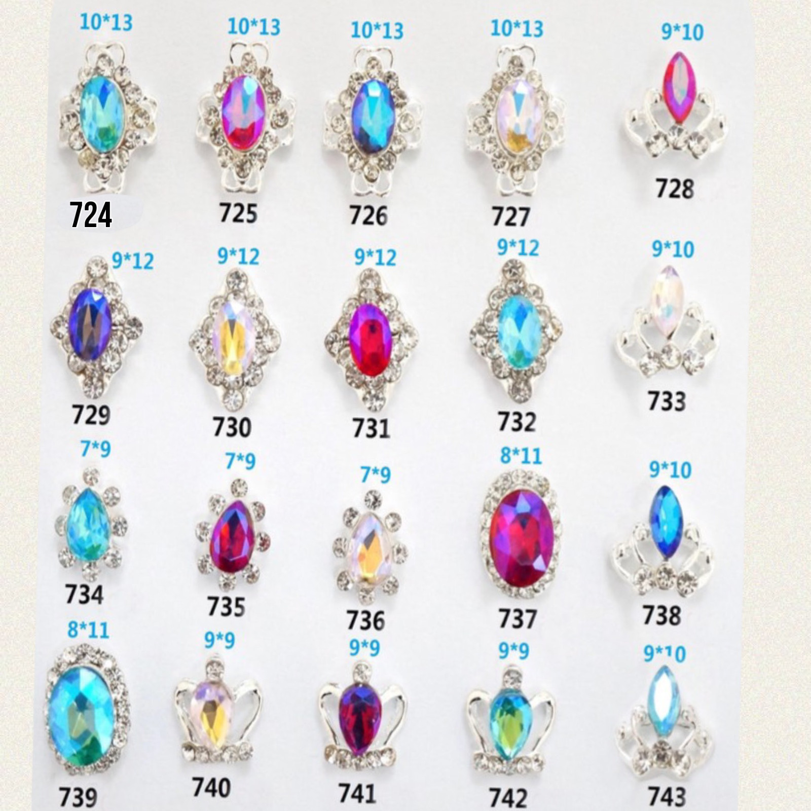 CRYSTAL RHINESTONES NAIL ART DECORATION 3D CHARM ALLOY SILVER GEMS JEWELLERY UK