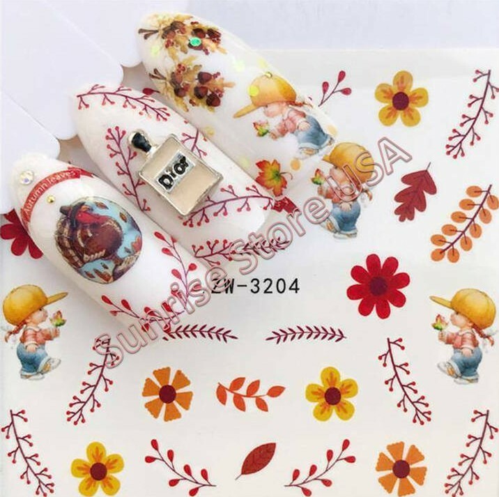 Nail Art Water Transfer Sticker Flower Leaves Butterfly bird Floral Decals