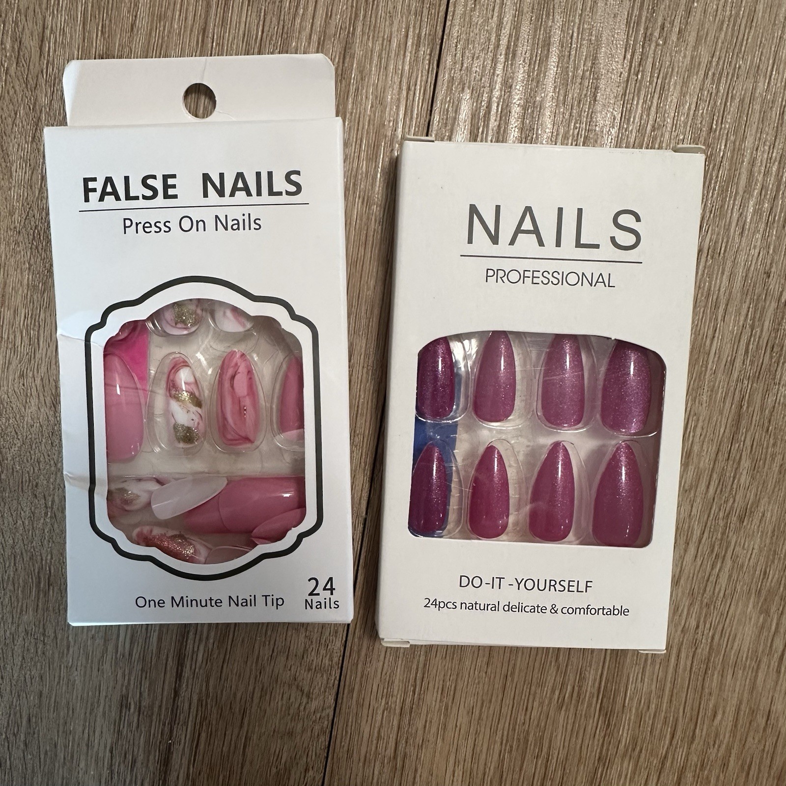 Lot of Press On Nails – 9 Boxes w 24 Nails Each & 1 Box of 96 Nails in 4 Colors