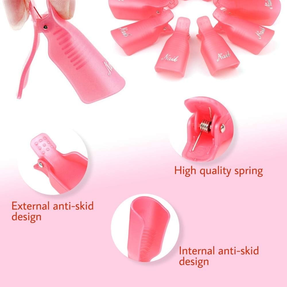 10 PCS Durable Rose Red Gel Polish Remover Clips – Acetone-Free Nail Tools