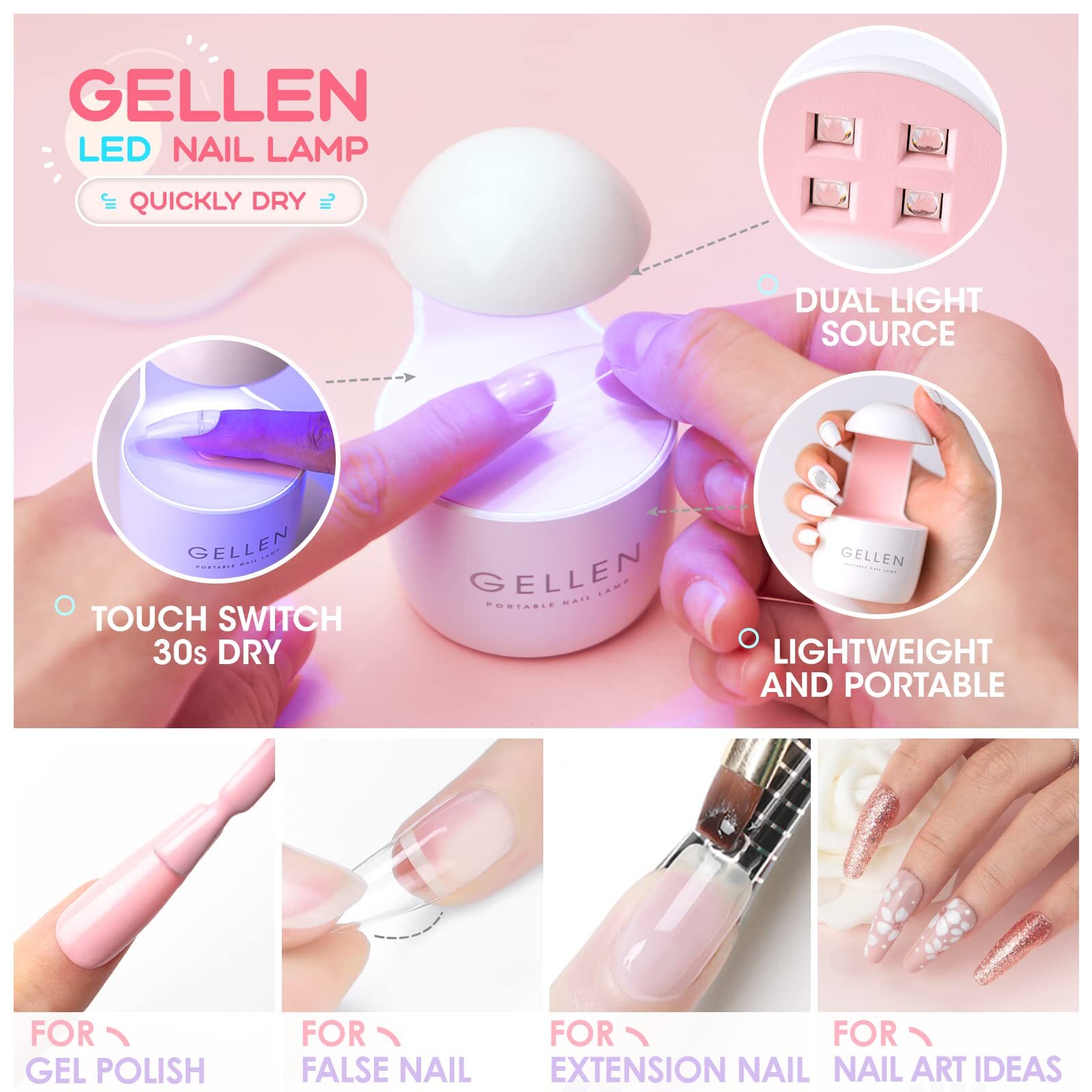 Nail Tips & Glue Gel Kit, Acrylic Nails UV Lamp, Glue, Nail Art Tools Gift Set