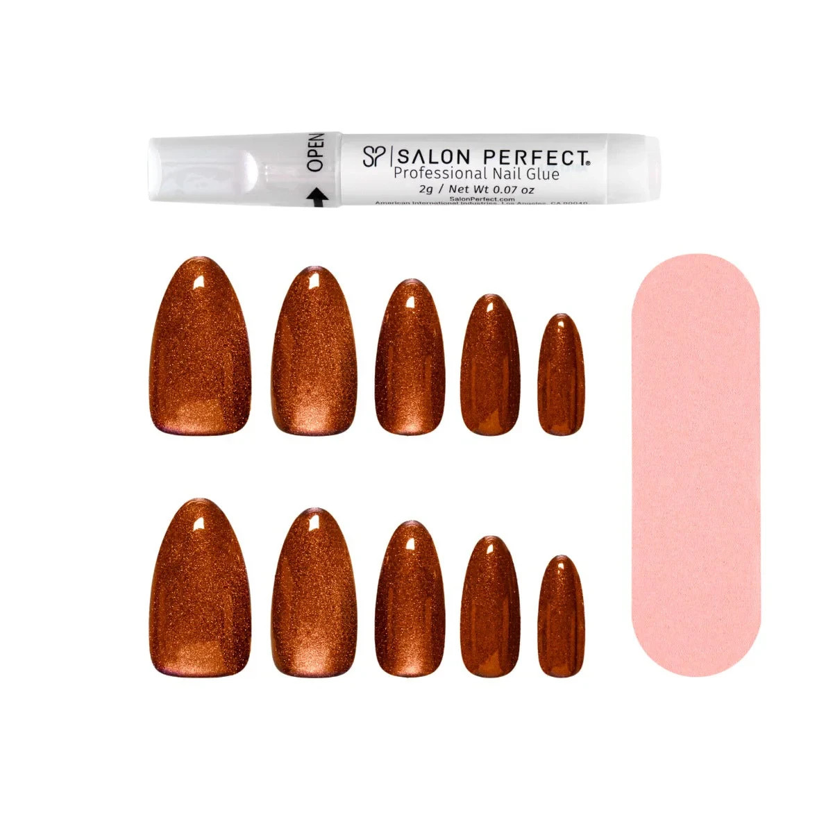 Salon Perfect Magnetic Gold Nail Set Of 30 Nails, File, Professional Glue 2 Pack