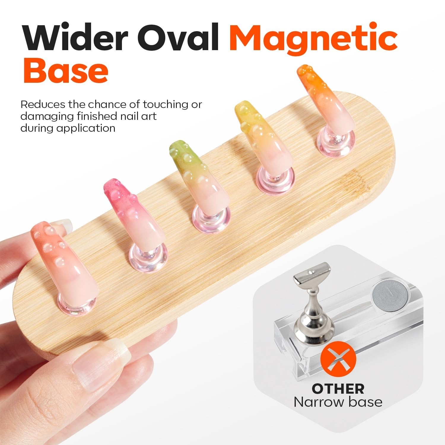 Nail Art Stand Set: 100 Adhesive Tabs & Magnetic Stability Included