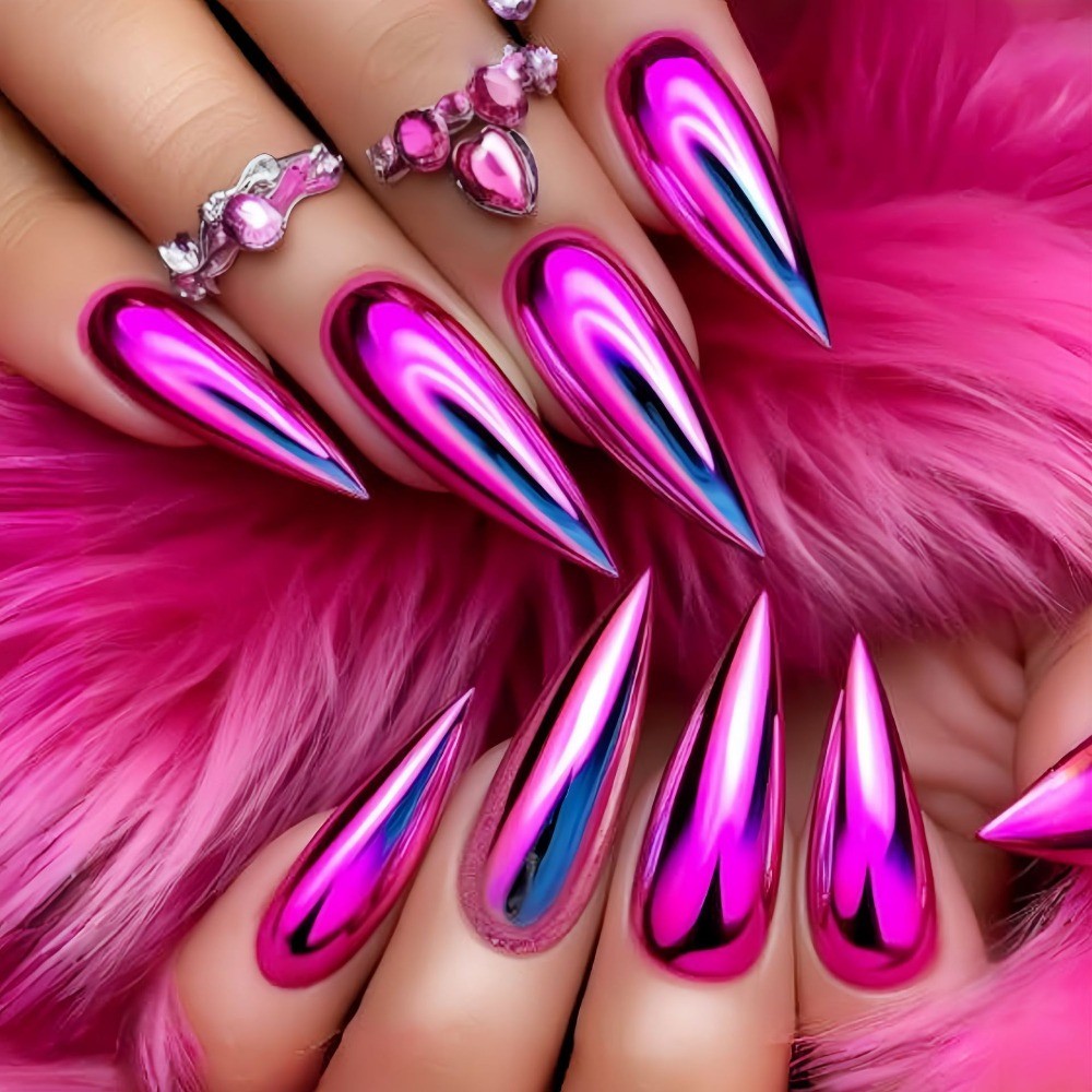 24pcs Long Almond Dopamine Press-On Nails, Multi-Color Glossy Trendy Minimalist