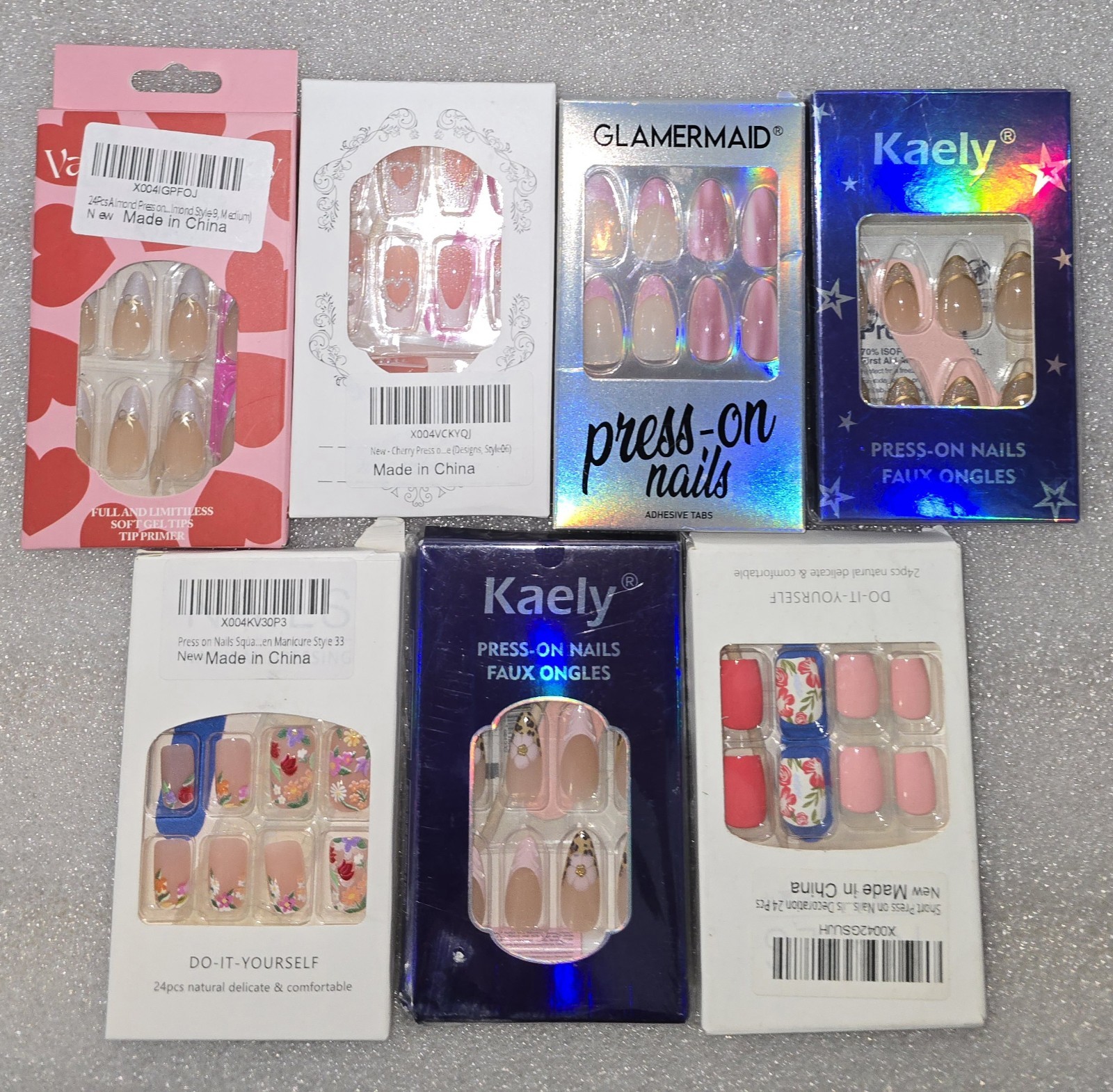 Press On Nails Summer Wedding Bling Themed Lot of 7 Boxes 24 Count Each
