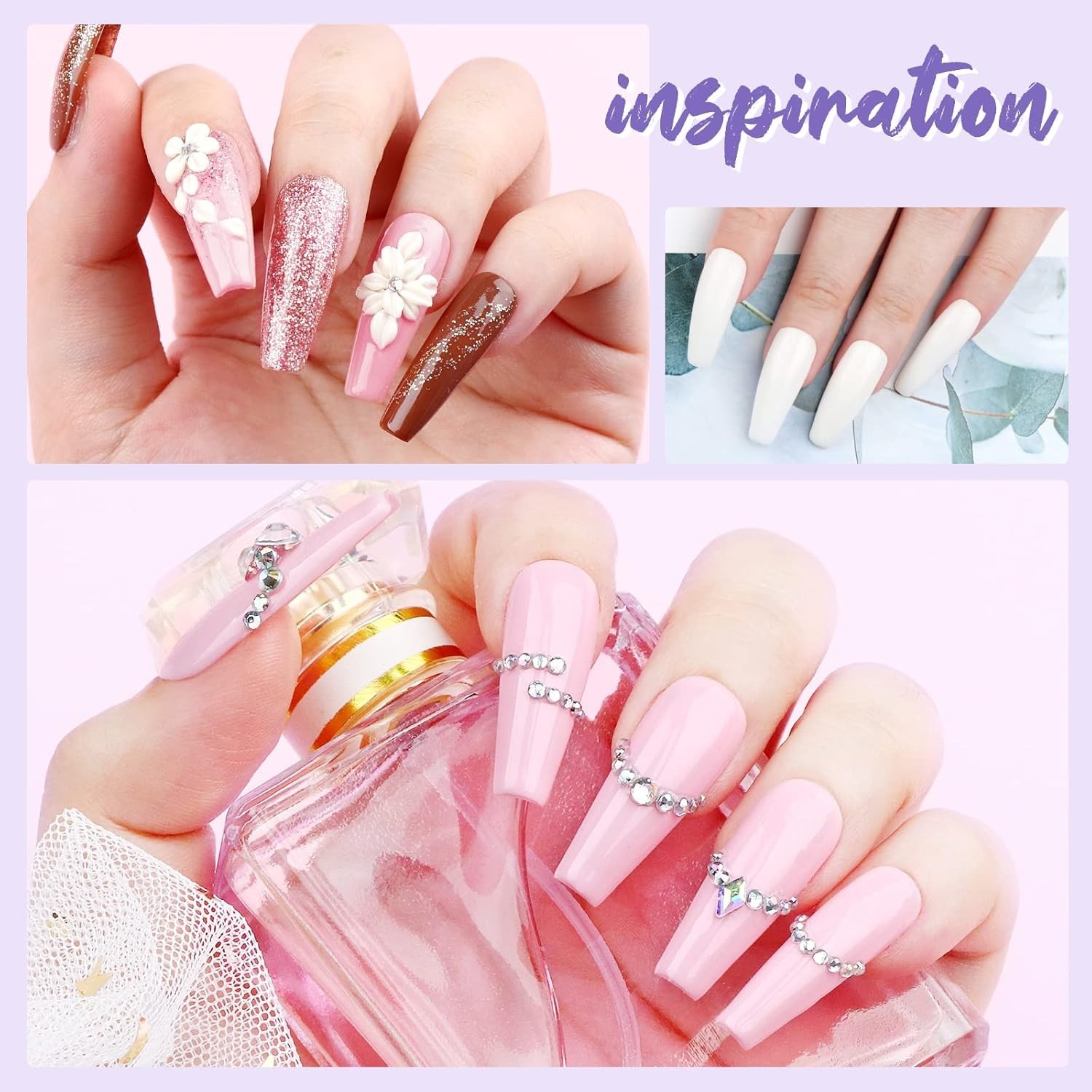 Dazzling Acrylic Nail Kit: White, Pink, Clear Powder & Electric Drill Included