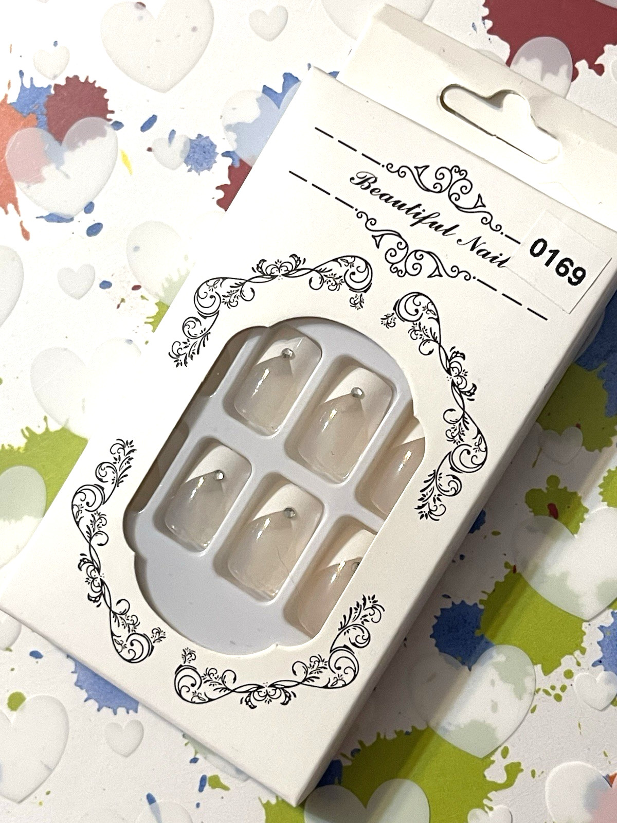 For Wonderful Nail Collection NUDE with BLACK & WHITE FRENCH Fake Toe Nails *NIB