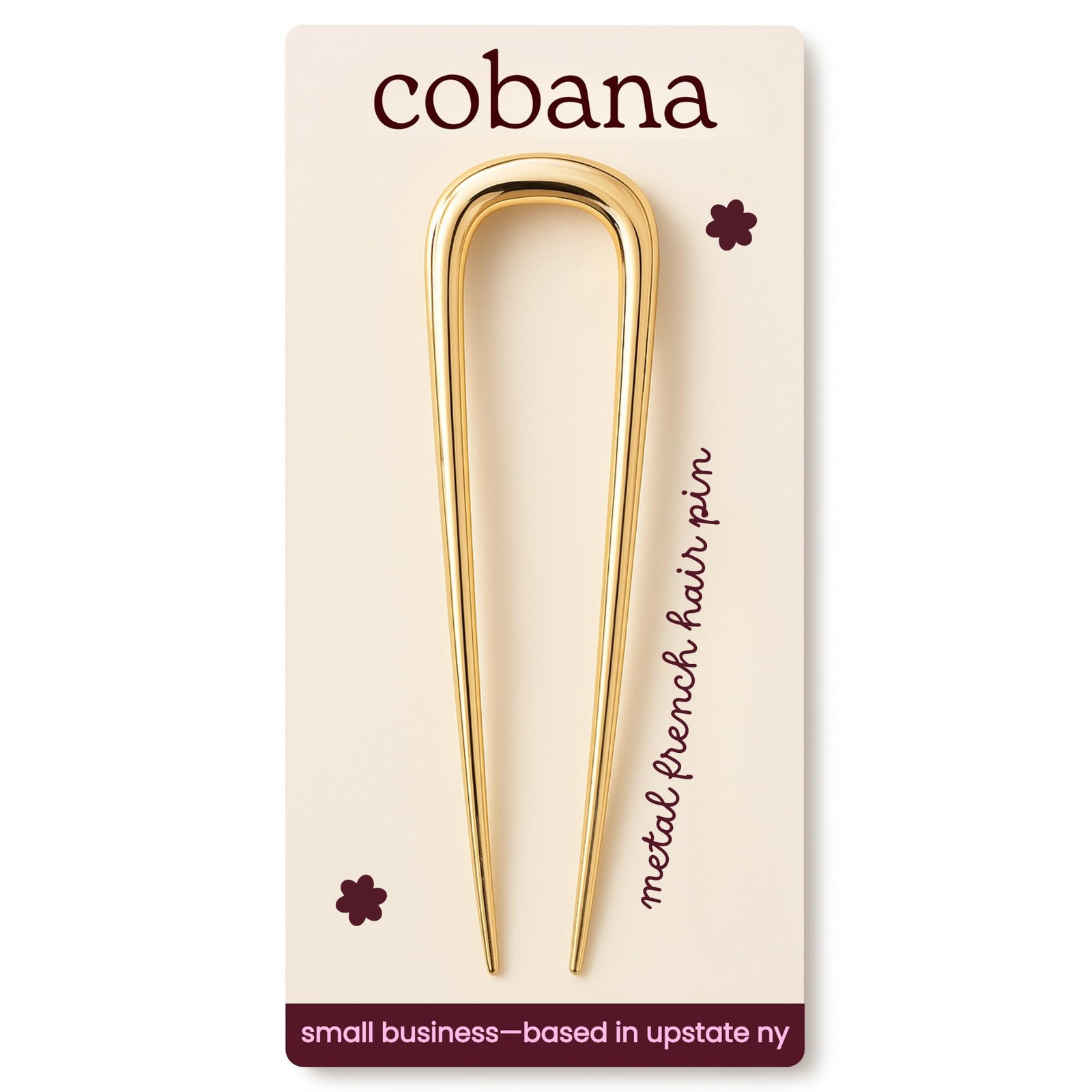 Cobana French Hair Pin – 5” Gold Metal for 1 Count (Pack of 1),