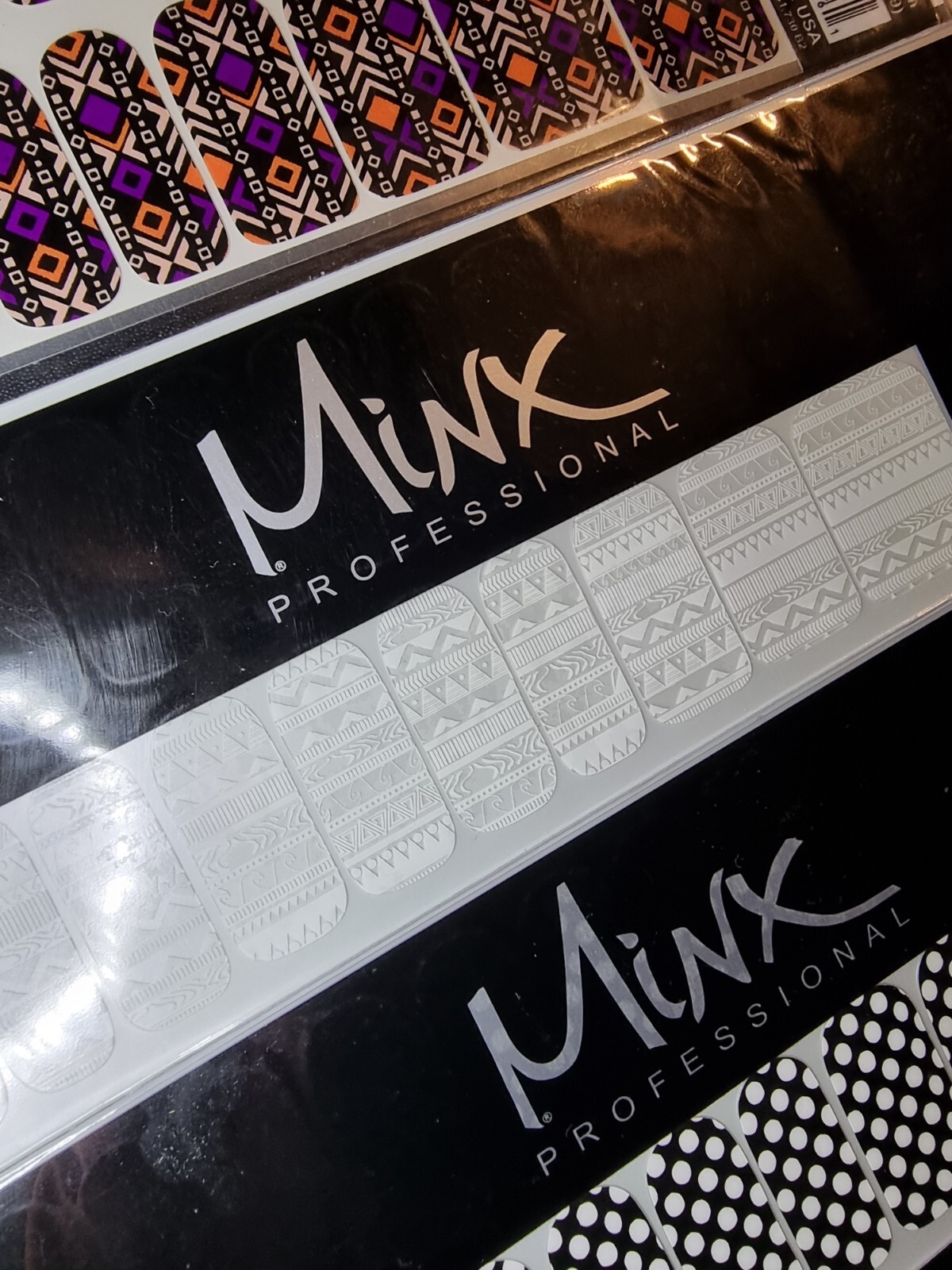 Minx Nail Foils Bundle Flowers Patterned Polka Dots Silver B&W Bright New