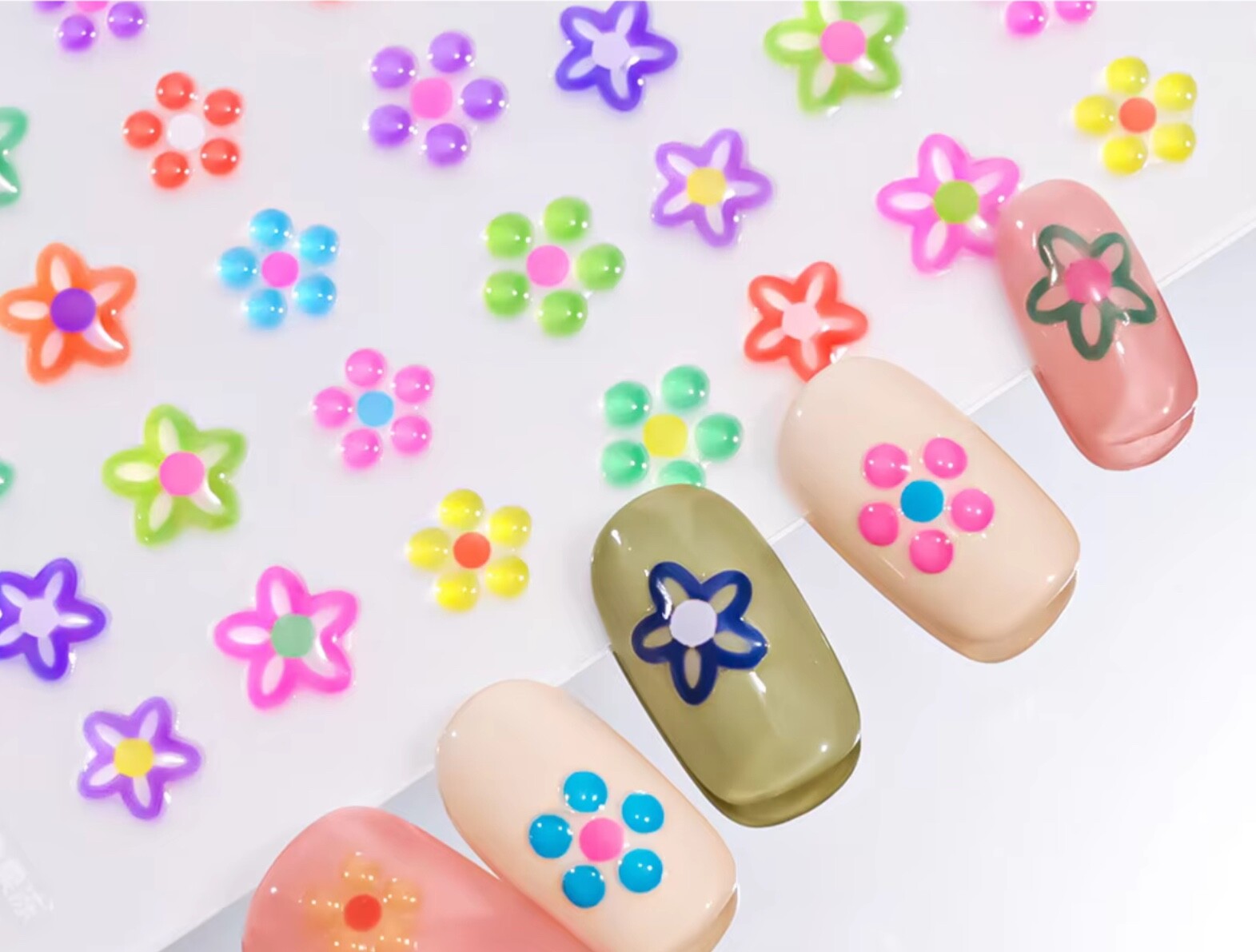 1 Sheet jelly Nail Art Stickers Cute Colorful Jelly Nail Stickers
