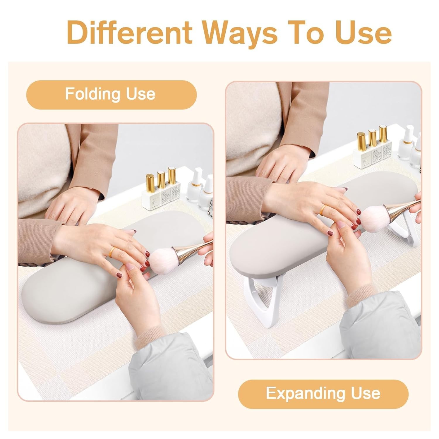 Arm Rest for Nails Tech, Foldable PU Leather Nail Arm Rest