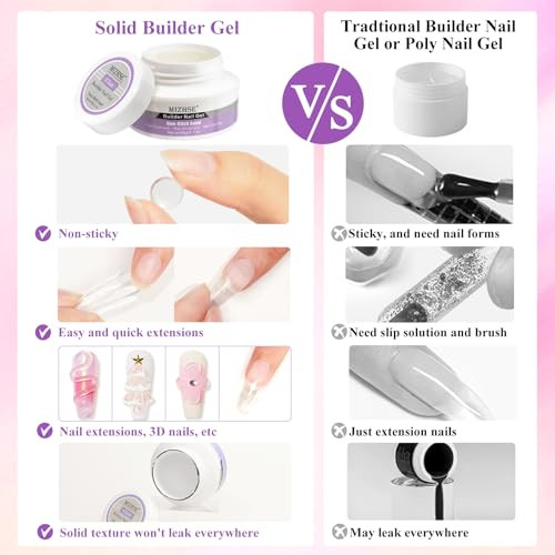 Solid Builder Gel for Nails, 60g Large Capacity Clear Hard Gel for Nails 3D