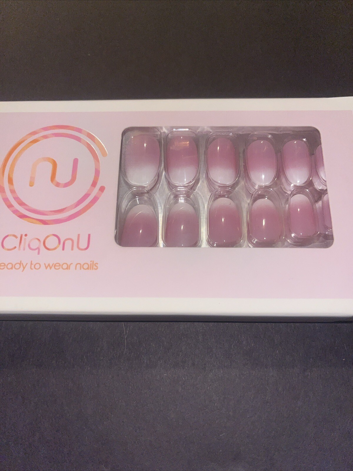 CliqOnU French Lavender Nails, Pinkish Color w Glue, PETA Approved