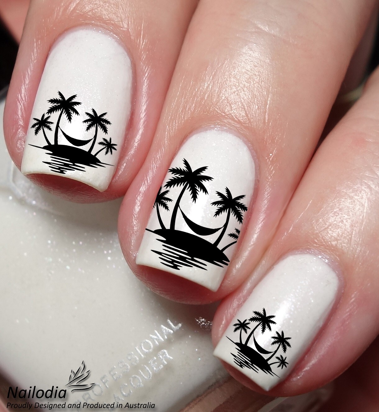 Tropical Sunset Palm Tree Beach Nail Art Decal Sticker Water Transfer Slider
