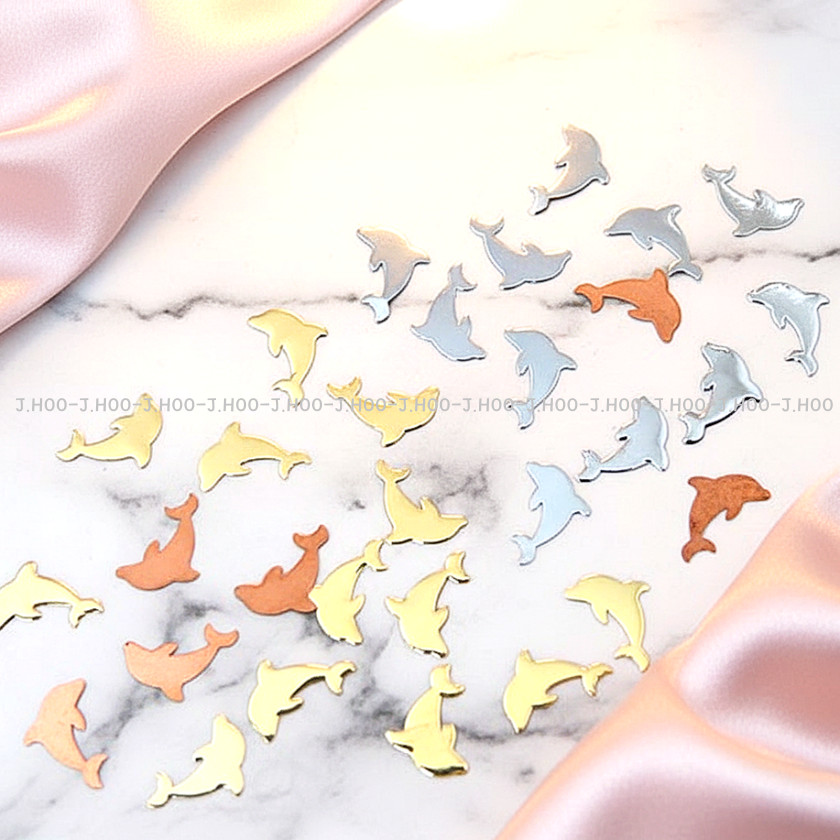 Easy Curve Dolphin Metal Nail Charms MS-319 Thin Flexible Nail Art 100pcs