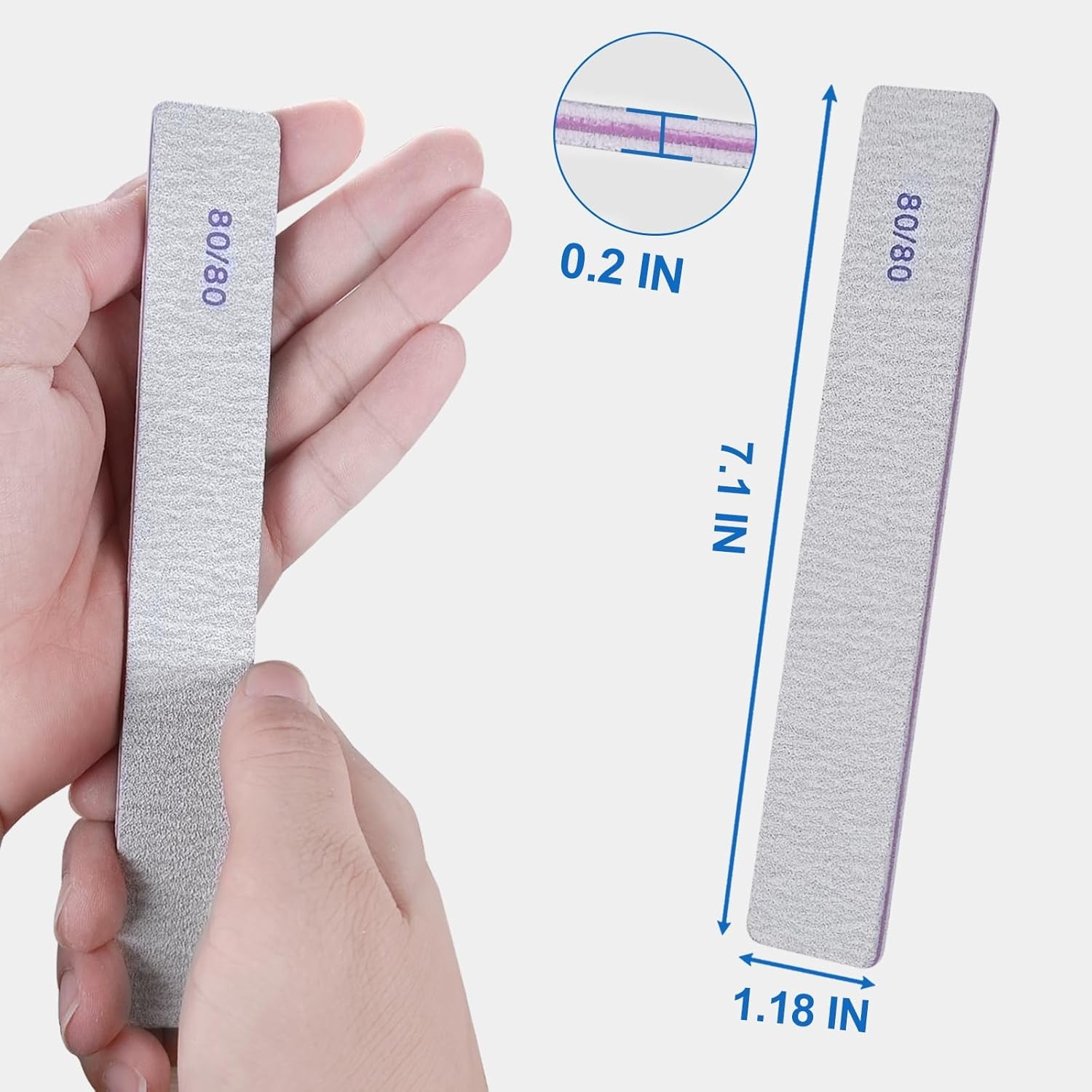 80/80 Grit Nail Files, Heavy Coarse Emery Boards for Acrylic Nails and l