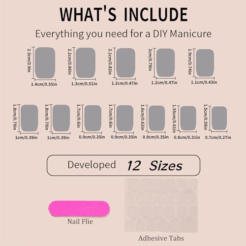 24Pcs White French Tips Press on Nails with Simple Design, Glossy Nude Medium