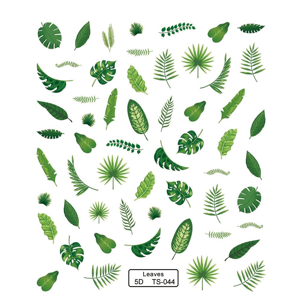 3D Leaf Feather Nail Art Sticker Decals Slider Self Adhesive Peel Off NH23