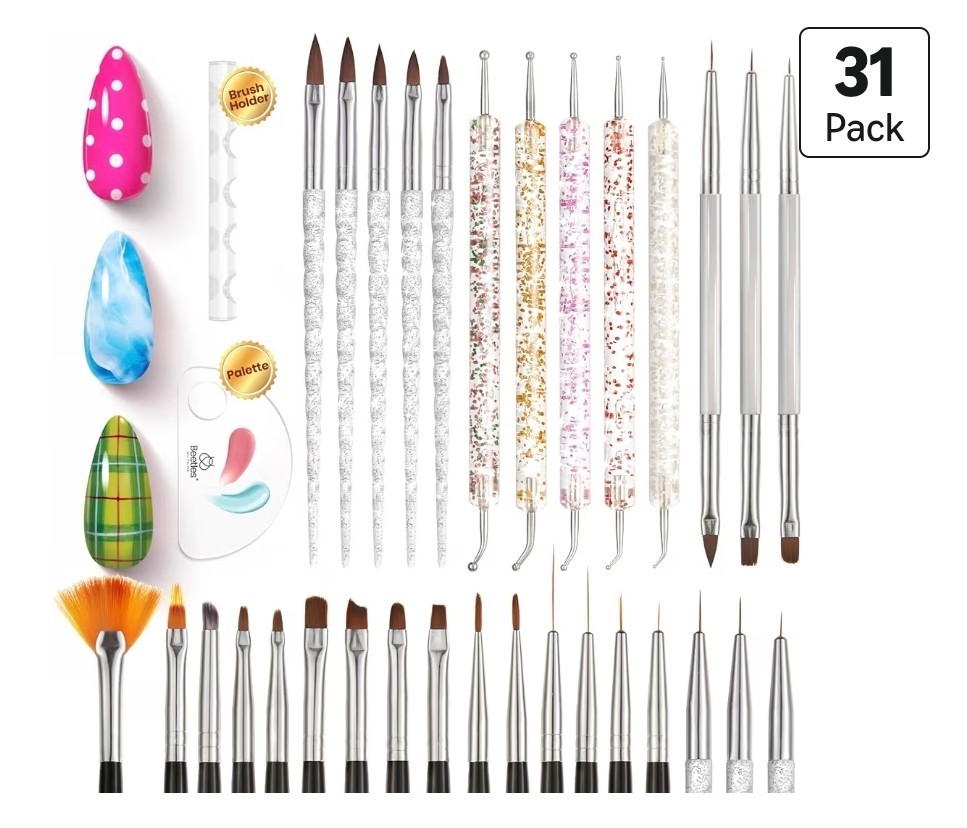 Beetles 31Pcs Nail Art Brushes, Dotting Tools, Nail Art Pens, Dust Brush NEW