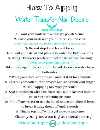 Dark Green Airbrush Nail Decals | Waterslide Decals