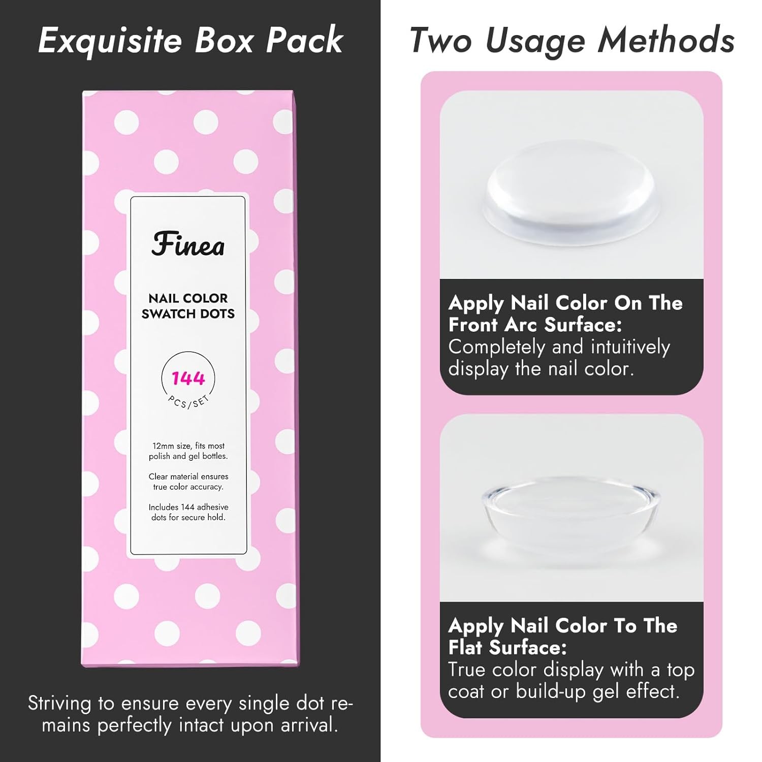 Transparent Acrylic Nail Polish Color Swatch Display Dots with Stickers Clear