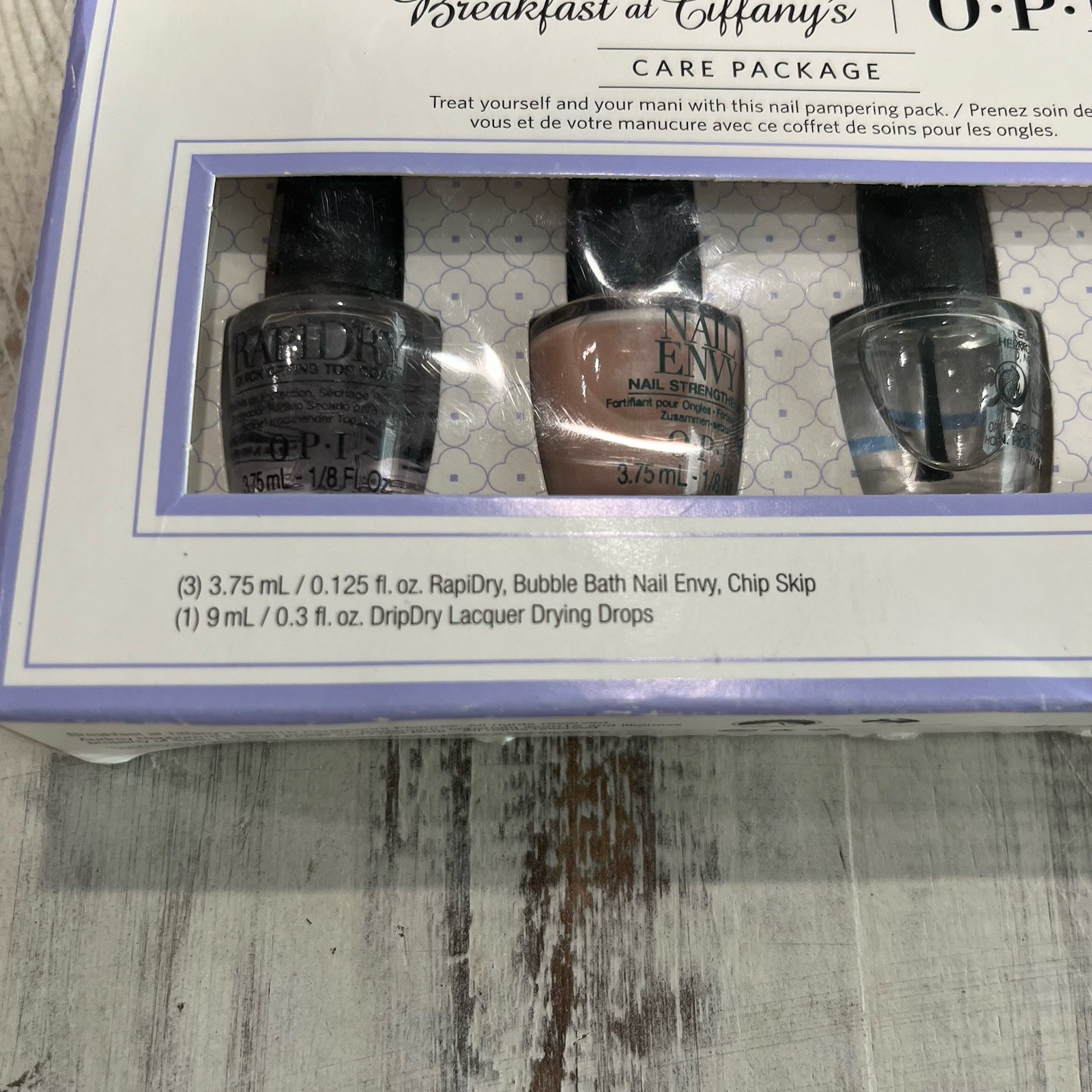 O P I Breakfast at Tiffany’s 4pc Nail Care Package Set – Travel Size Pamper Kit