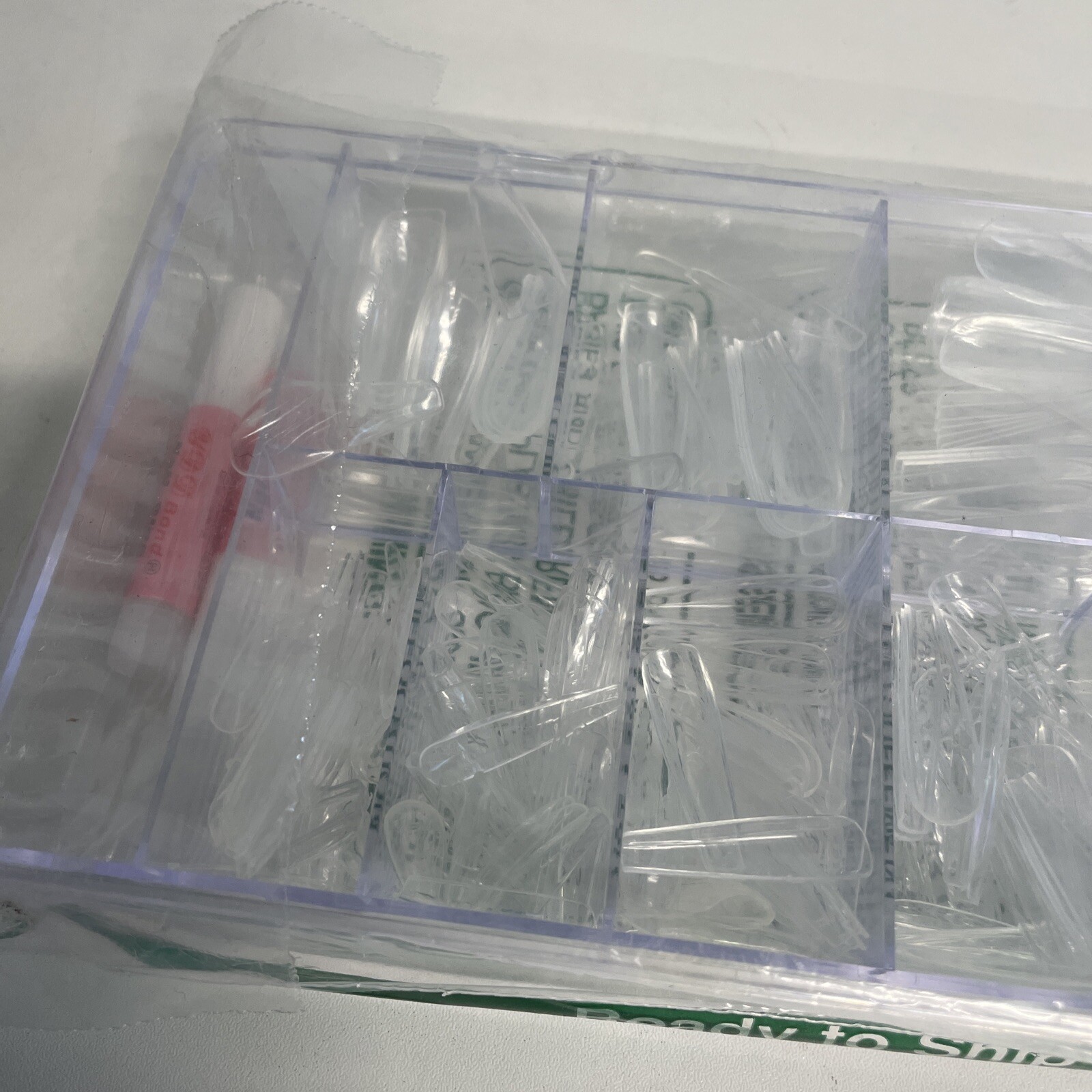 Nail tips Clear Full (Nail Glue tubes-2-included) Open box (Unknown count)