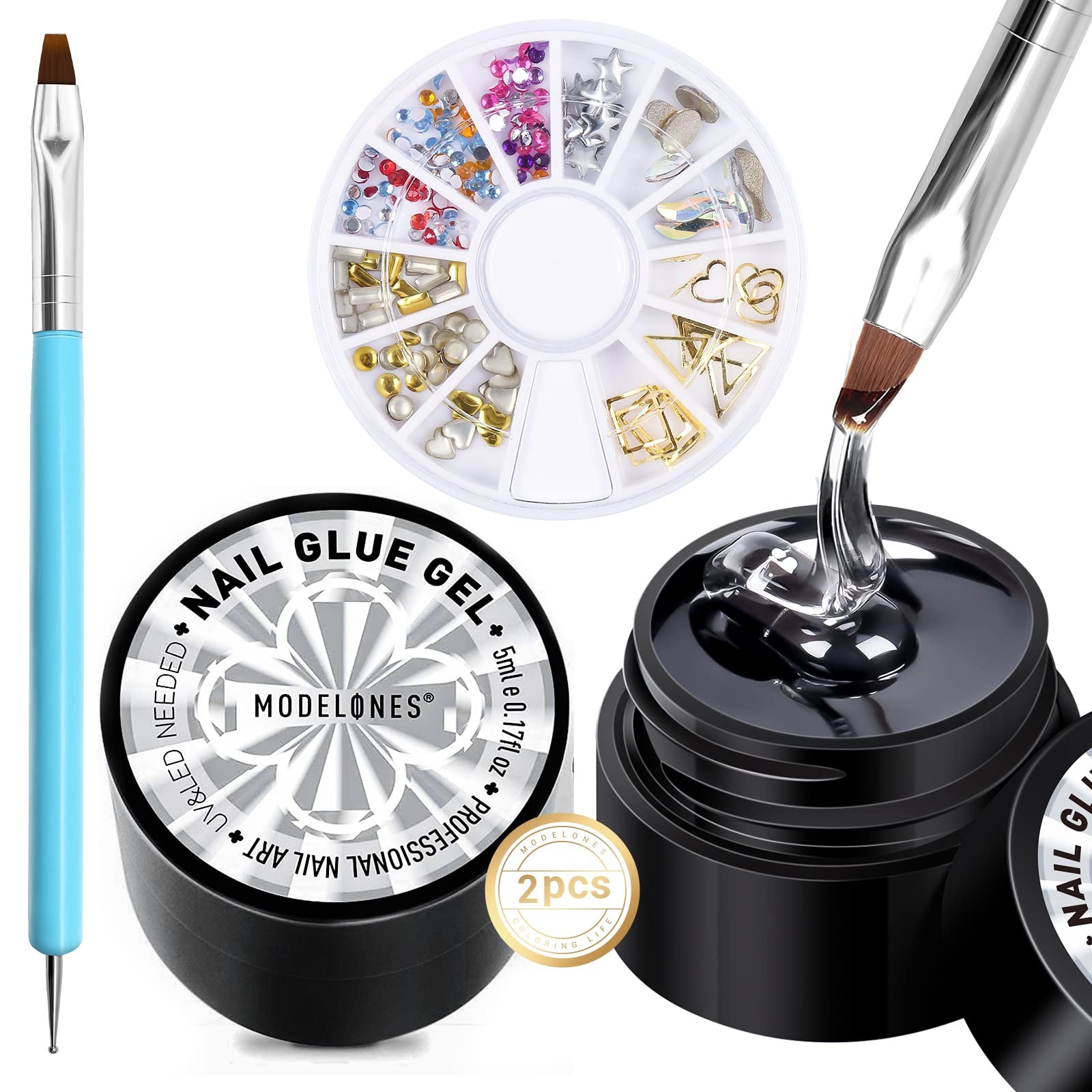 modelones Rhinestone Glue No Wipe Nail Gem Super A3-Rhinestone Set