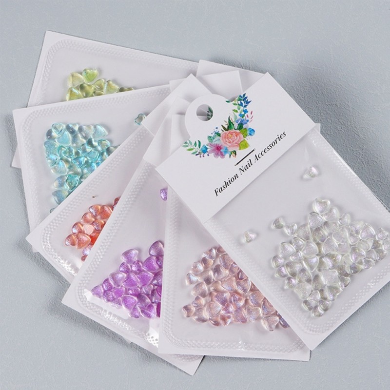 50Pcs Large Nail Art Rhinestones Flat Back Nail Crystals Heart Nail Gems Stone