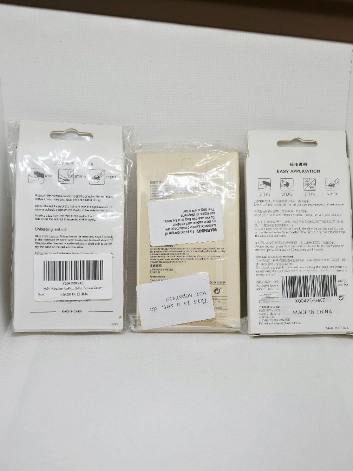 3 BOXES NATURAL PRESS ON NAILS PEARL, CHOCOLATE & PINK HEART NIB 72 TOTAL
