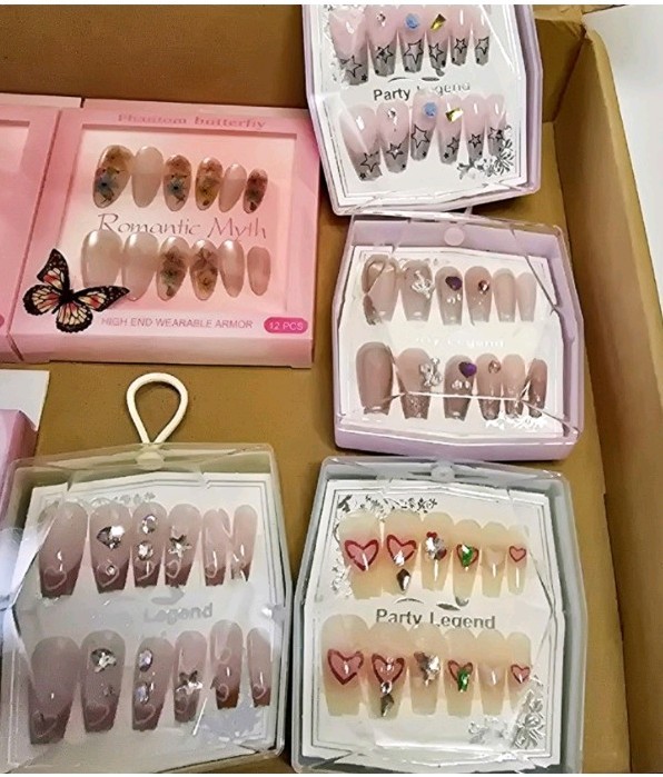 Luxury Press On Nails, Bundle Mixed Lot, Size Medium, NEW, 9 Pack, Set Of 10