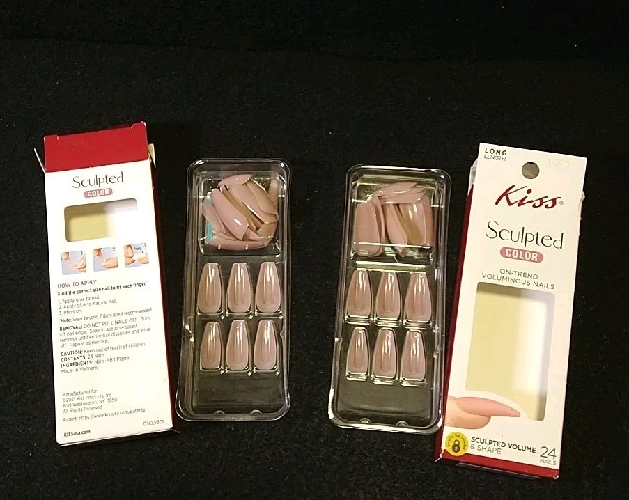 NWB Kiss Artificial Nails Light Mocha Rose Long Sculpted Volume Shape DSC01 Maze
