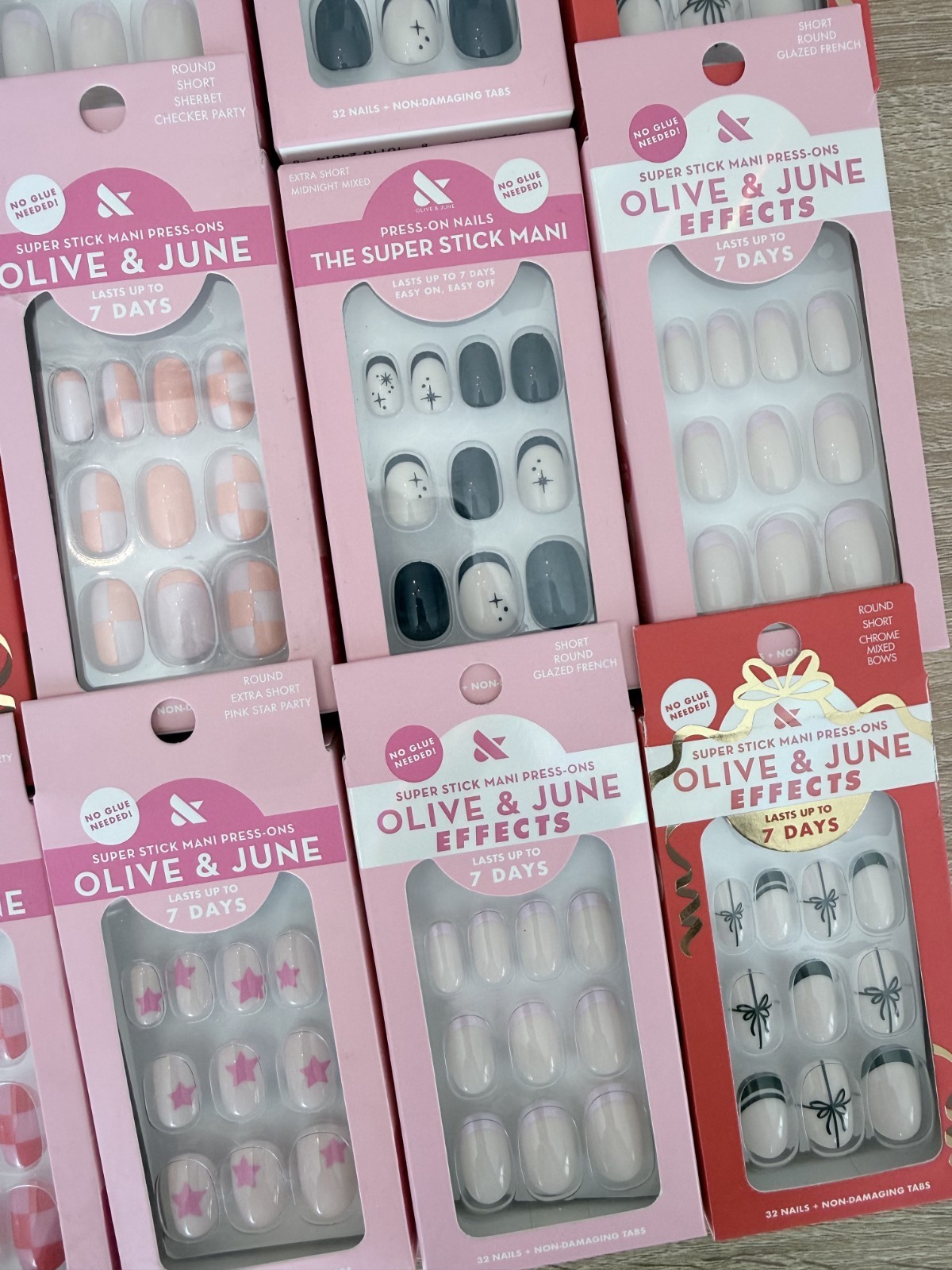 Lot of 45- Olive and June Super Stick Mani Press-Ons 7 Days Assorted Colors