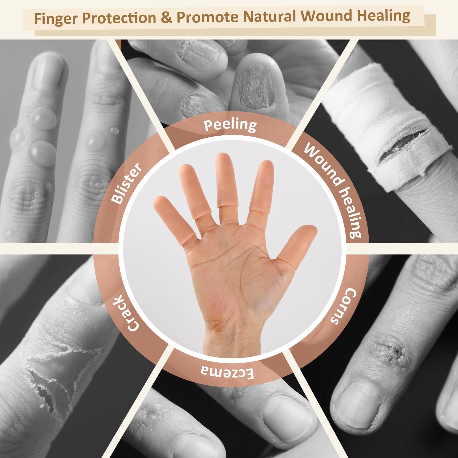 YIVCKOM Gel Finger Cots, Silicone Protectors, Fingertip Bandages…