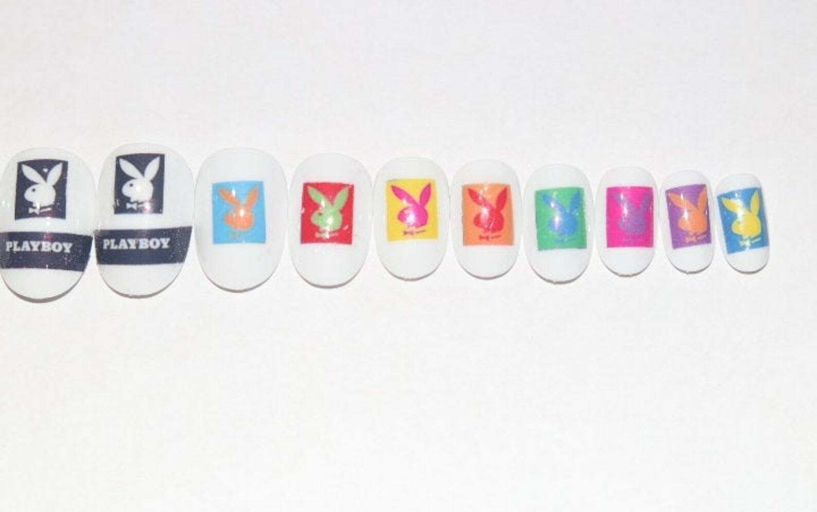 Colourful Playboy- press on nail set- (Set of 18 sizes 0-8)