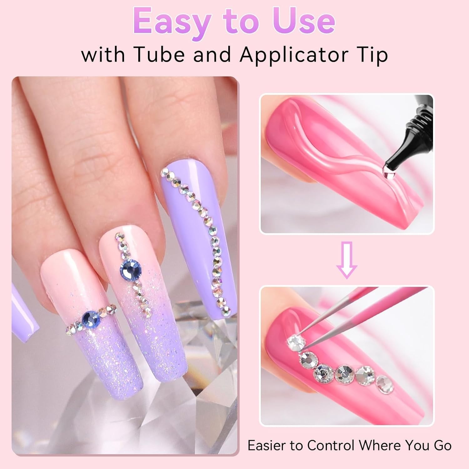 30ML Non-Toxic Rhinestone Gel Glue for Secure Nail Charms & Decorations