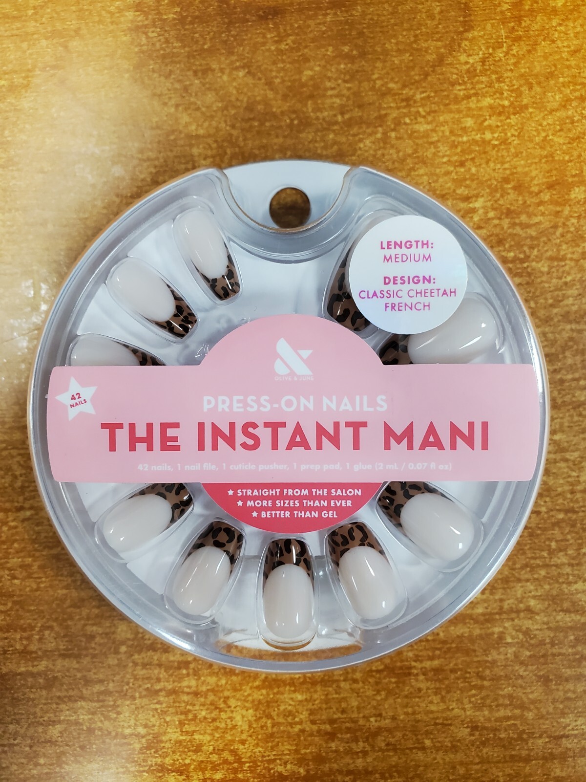 4 Pack: Olive & June The Instant Mani Nails Medium Cheetah French (9732) R8P1b