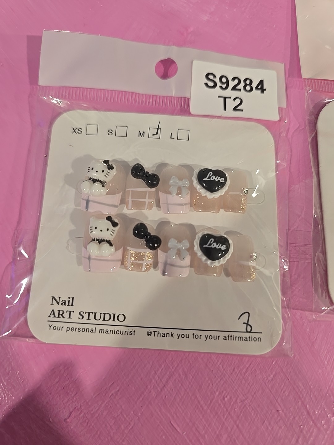 3 Sets Of Hello Kitty Size Medium Press On 3D Nails Set 1