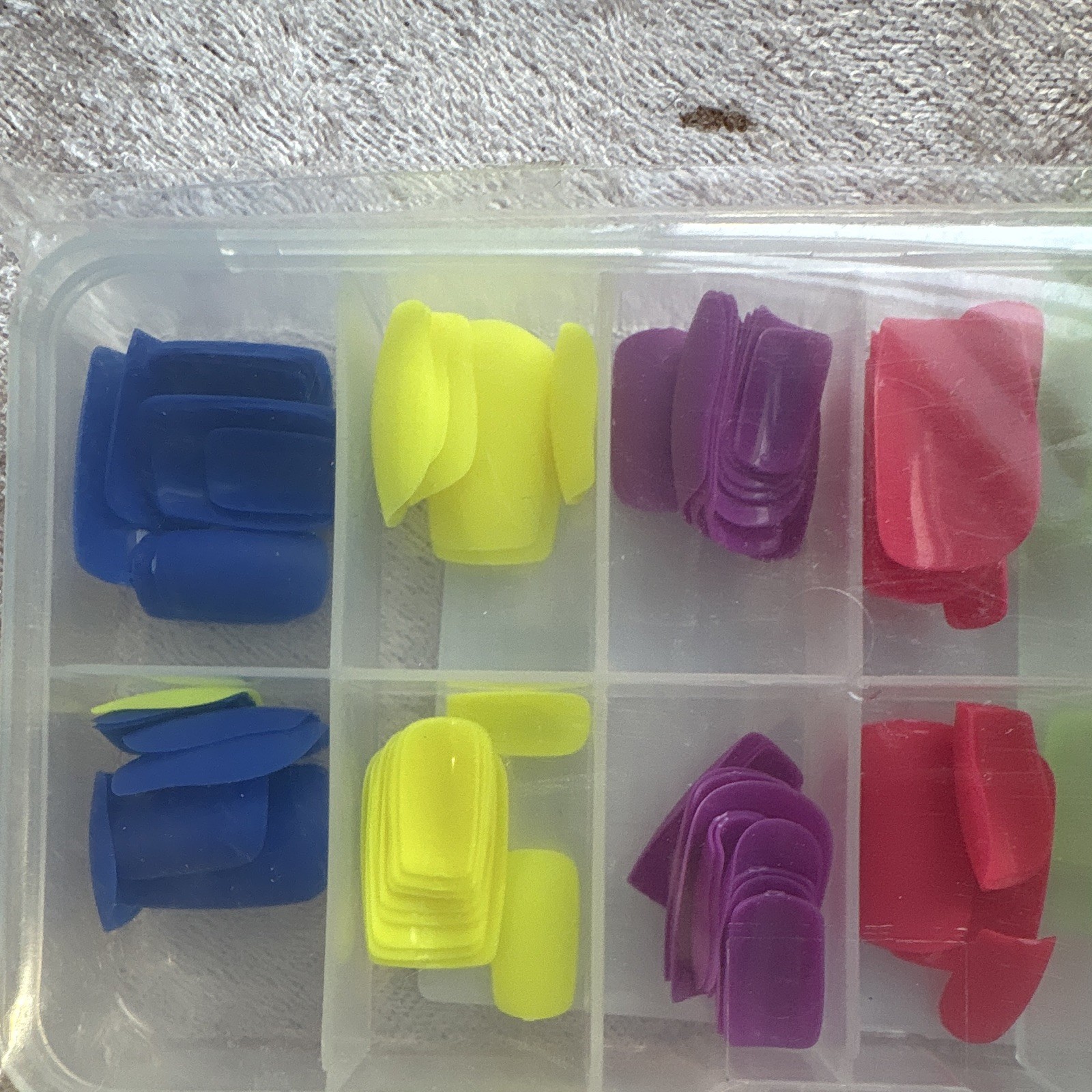 Multicolor Neon Solid Full Cover Long Square Plastic Nail Tips Set w/ Box