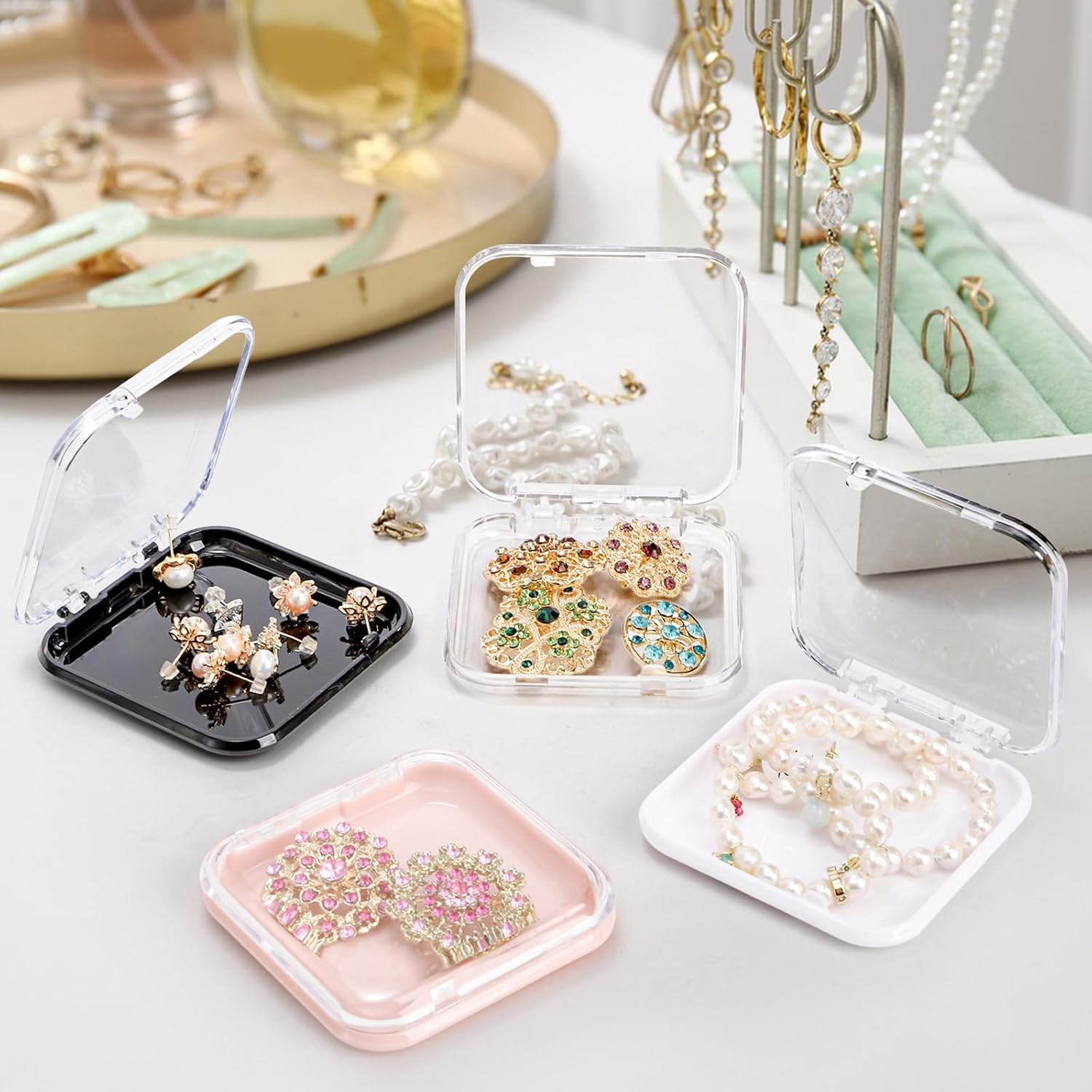 Acrylic Press On Nail Storage Display Cases With Adhesive Nail Tapes
