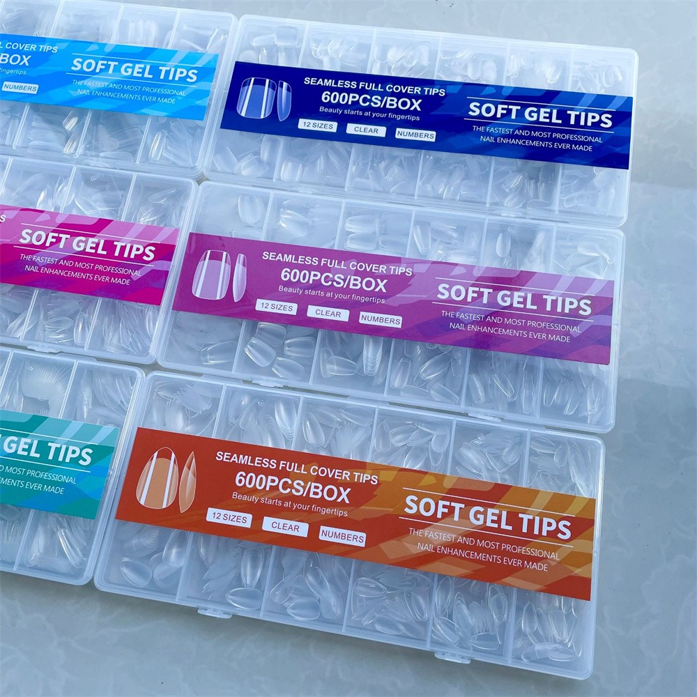Soft Gel Full Cover Half Frosted False Tips Seamless Press On Nails Extension