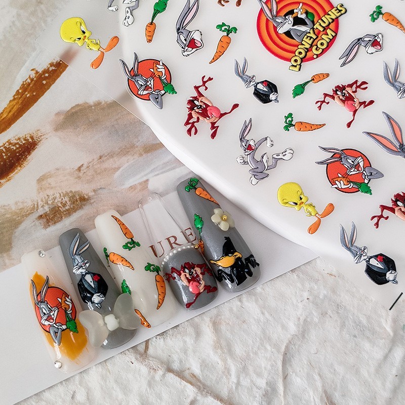 Cartoon Bunny Nail Stickers –Bird & Monster Nail Art Decals (67)