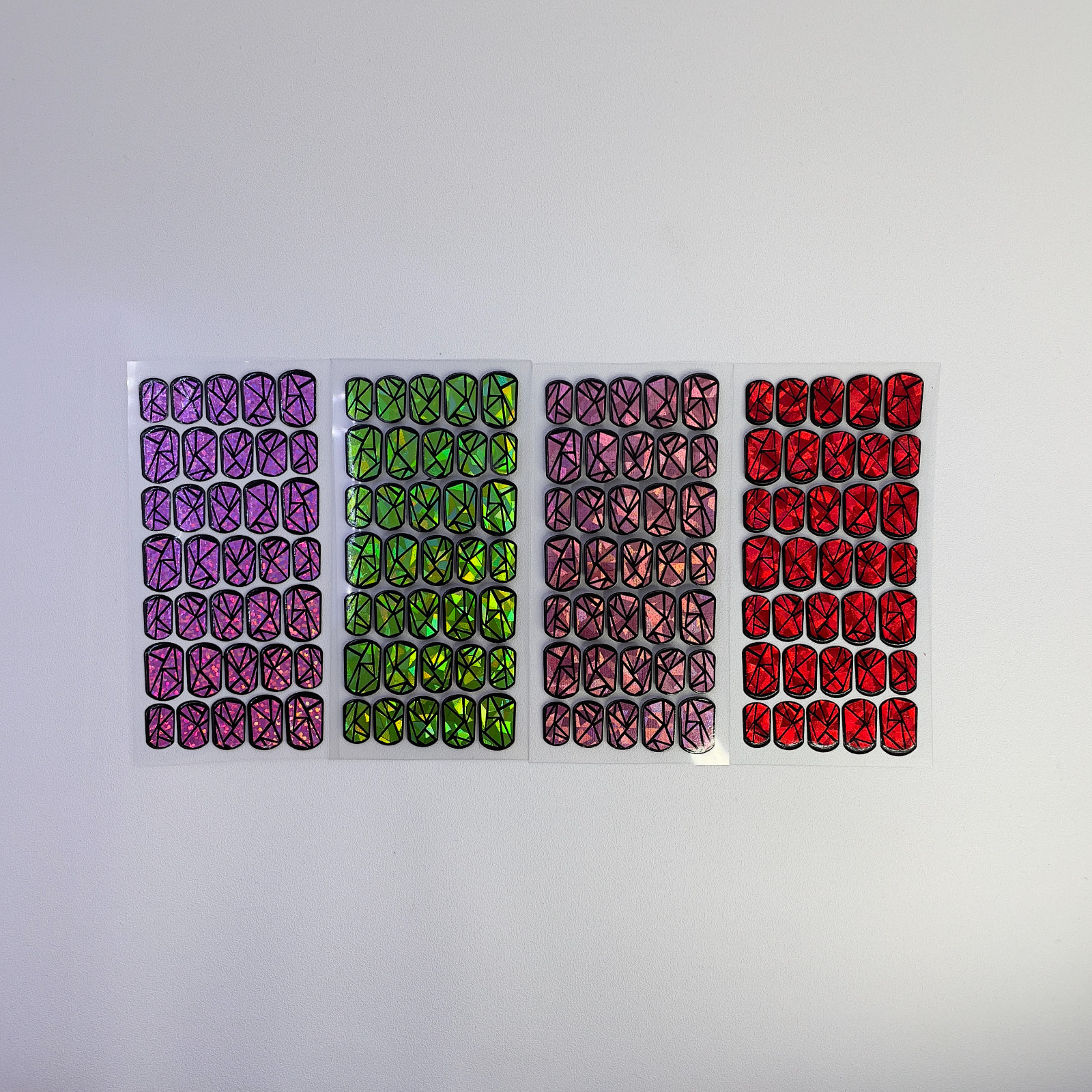 Full Cover Nail Wraps 4pc Set DIY Holographic Glass Bundle Made in Korea