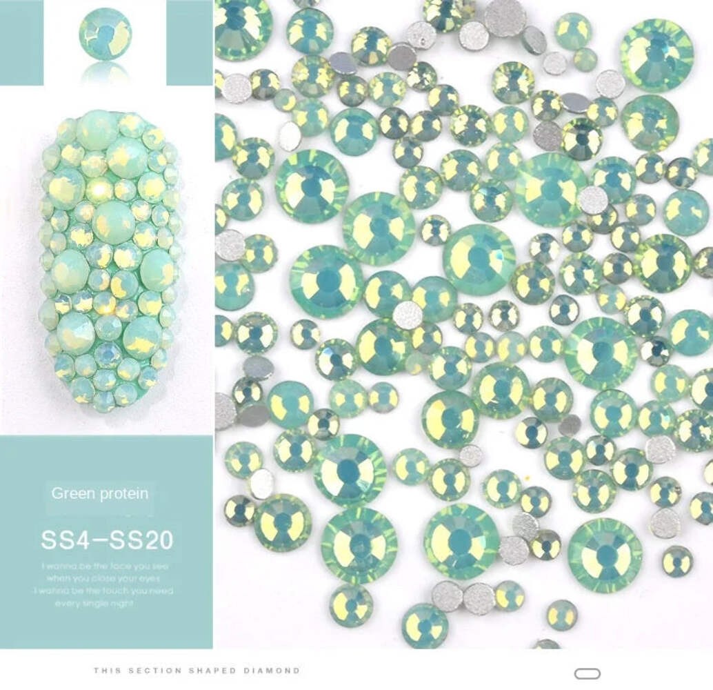 Shiny SS4-SS20 Mixed Size Opal Stones Nail Art Decorations Glass Flat Back Rhine