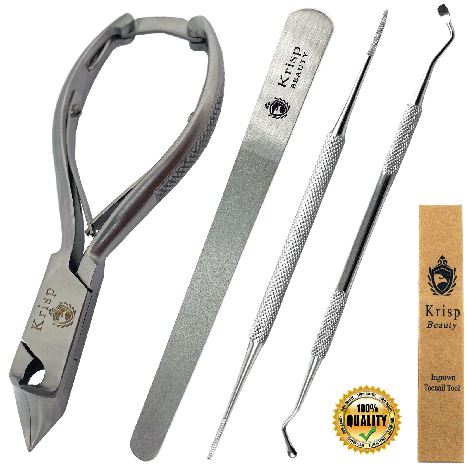 INGROWN TOE CLIPPER CUTTER NAIL LIFTER FILE PEDICURE PODIATRY TOOLS SET 4 PC KIT