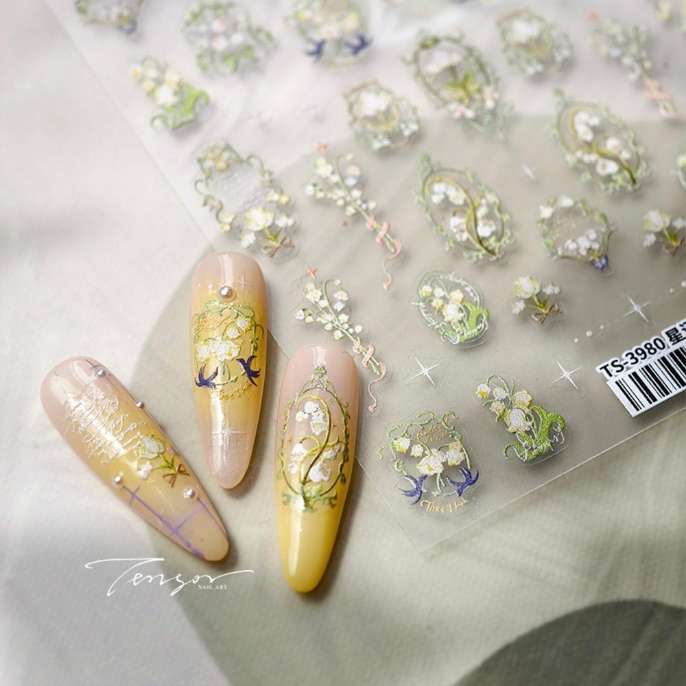 Spring Summer 3D Floral Nail Art Stickers Self-Adhesive Flower Plant Nail Decals