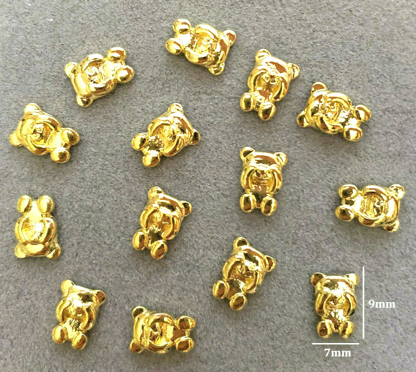 20pcs New 3D Nail Art Gold/Silver/Grey Cute Bear Metal Alloy Studs Charms Decor