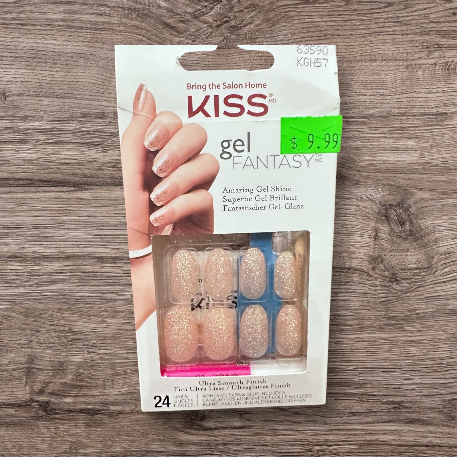 KISS Nails Medium Length Gel Fantasy, Glitter 24 Nails smooth Finish Almond