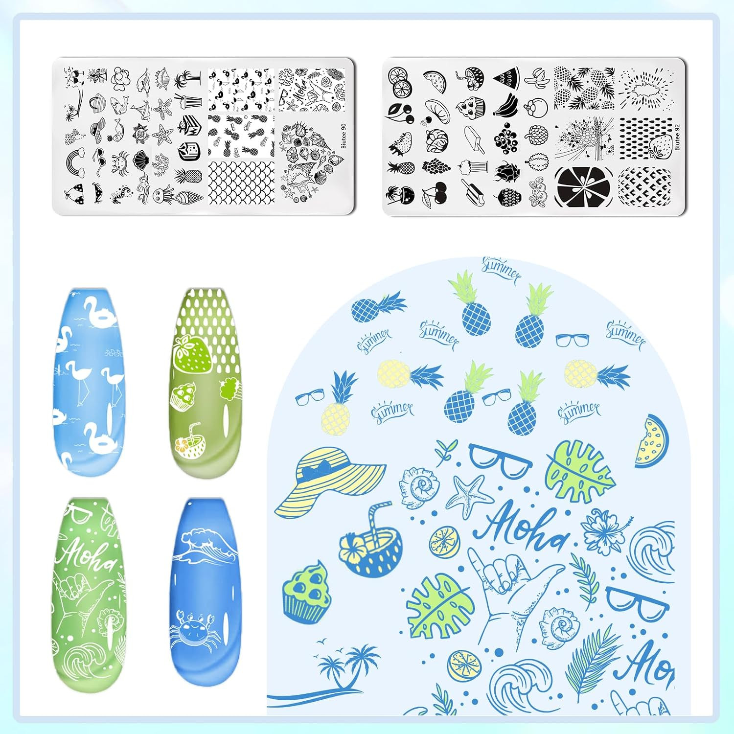 10Pcs Nail Stamping Plates Set 8Pcs Nail Stamping Polish Gel | Nail Stamping Kit