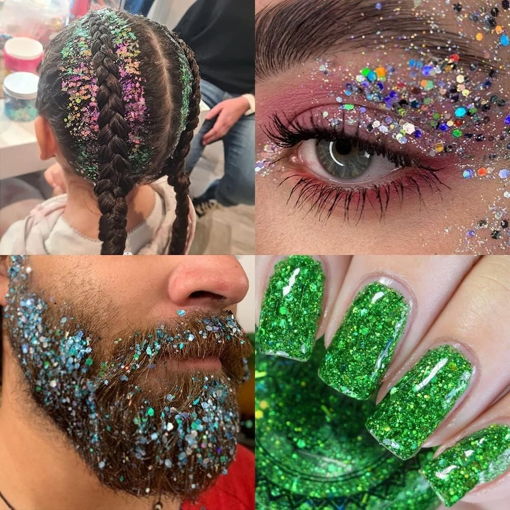 Multicolored Chunky and Fine Glitter Mix with Sequins Cosmetic Glitter for Nails